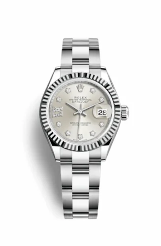 Rolex Lady-Datejust 28 Stainless Steel Fluted / Silver - Diamond / Oyster 279174-0022