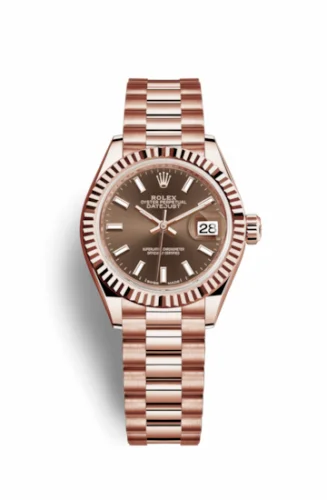 Rolex Lady-Datejust 28 Everose Fluted / President / Chocolate 279175-0007