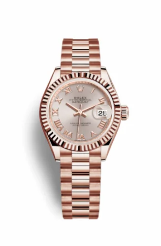Rolex Lady-Datejust 28 Everose Fluted / President / Sundust Roman 279175-0011