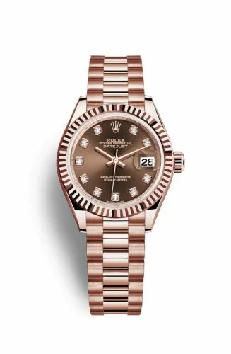 Rolex Lady-Datejust 28 Everose Fluted / President / Chocolate Diamond 279175-0016