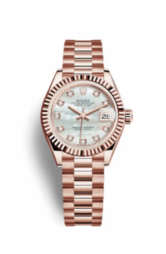 Rolex Lady-Datejust 28 Everose Fluted / President / MOP 279175-0017