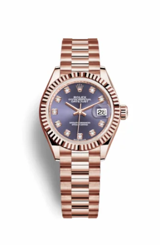 Rolex Lady-Datejust 28 Everose Fluted / President / Aubergine Diamond 279175-0019