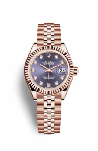 Rolex Lady-Datejust 28 Everose Fluted / Jubilee / Aubergine Diamond 279175-0020