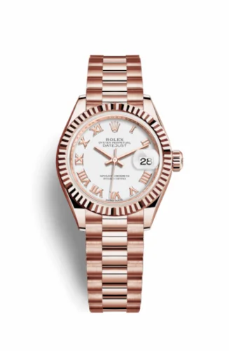 Rolex Lady-Datejust 28 Everose Fluted / President / White Roman 279175-0021