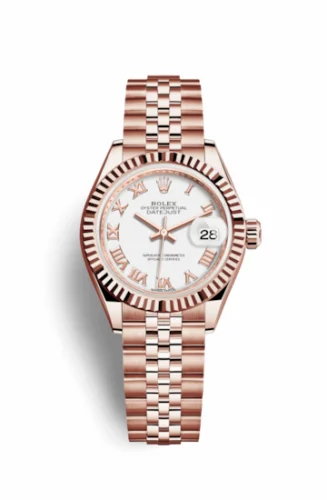 Rolex Lady-Datejust 28 Everose Fluted / Jubilee / White Roman 279175-0022