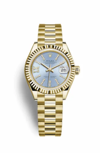 Rolex Lady-Datejust 28 Yellow Gold Fluted / President / Cornflower Diamond 279178-0009