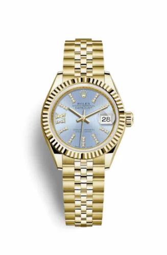 Rolex Lady-Datejust 28 Yellow Gold Fluted / Jubilee / Cornflower Diamond 279178-0010