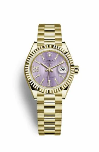Rolex Lady-Datejust 28 Yellow Gold Fluted / President / Lilac Diamond 279178-0011