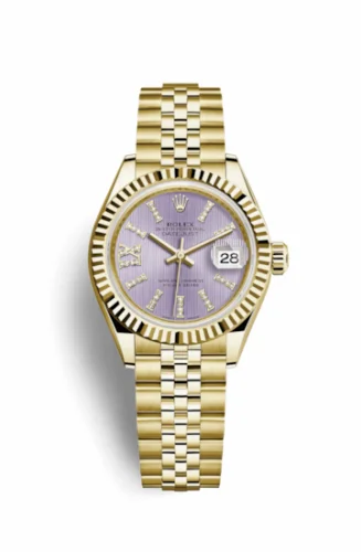 Rolex Lady-Datejust 28 Yellow Gold Fluted / Jubilee / Lilac Diamond 279178-0012