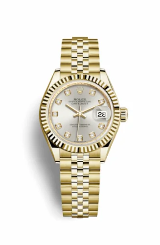 Rolex Lady-Datejust 28 Yellow Gold Fluted / Jubilee / Silver Diamond 279178-0016
