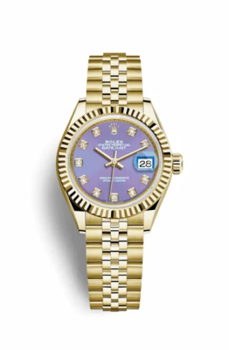 Rolex Lady-Datejust 28 Yellow Gold Fluted / Jubilee / Lavender Diamond 279178-0019