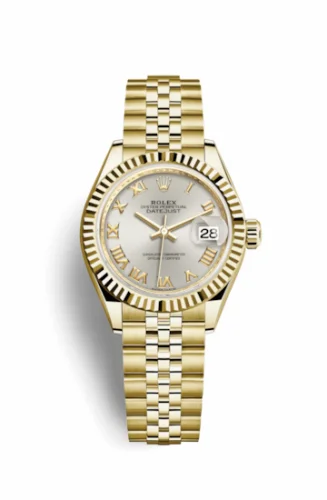 Rolex Lady-Datejust 28 Yellow Gold Fluted / Jubilee / Silver Roman 279178-0021