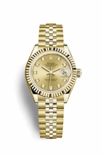 Rolex Lady-Datejust 28 Yellow Gold Fluted / Jubilee / Champagne Diamond 279178-0024
