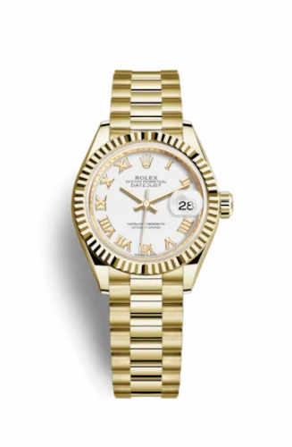 Rolex Lady-Datejust 28 Yellow Gold Fluted / President / White Roman 279178-0029