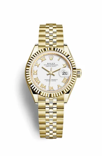 Rolex Lady-Datejust 28 Yellow Gold Fluted / Jubilee / White Roman 279178-0030