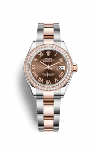 Rolex Lady-Datejust 28 Rolesor Rose Diamond / Oyster / Chocolate Roman 279381rbr-0010