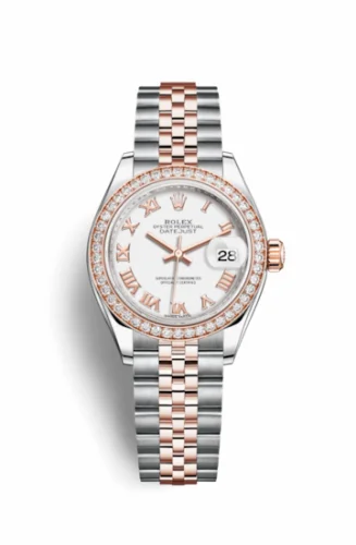 Rolex Lady-Datejust 28 Rolesor Rose Diamond / Jubilee / White Roman 279381rbr-0021