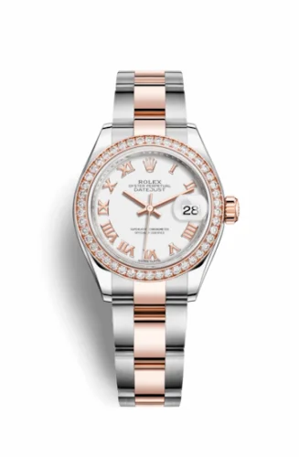 Rolex Lady-Datejust 28 Rolesor Rose Diamond / Oyster / White Roman 279381rbr-0022