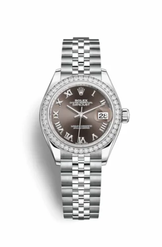 Rolex Lady-Datejust 28 Stainless Steel / Diamond / Grey - Roman / Jubilee 279384rbr-0015