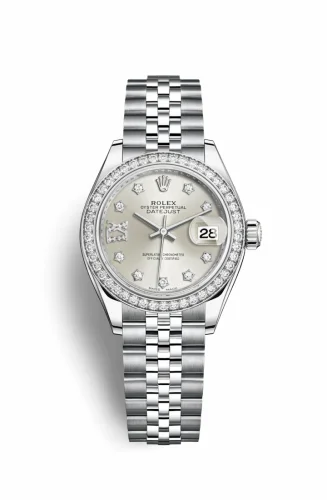 Rolex Lady-Datejust 28 Stainless Steel / Diamond / Silver - Diamond / Jubilee 279384rbr-0021