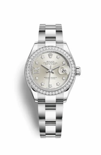 Rolex Lady-Datejust 28 Stainless Steel / Diamond / Silver - Diamond / Oyster 279384rbr-0022