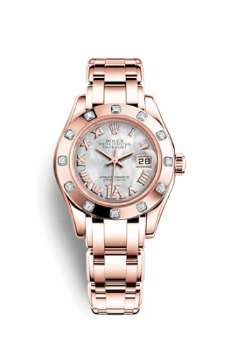 Rolex Datejust Pearlmaster 29 Everose 12 Diamond Mother of Pearl Roman 80315-0014