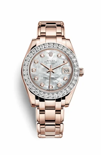 Rolex Datejust Pearlmaster 34 Everose Diamond Mother of Pearl Diamonds 81285-0017