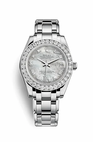 Rolex Datejust Pearlmaster 34 White Gold Diamond Mother of Pearl Roman 81299-0031