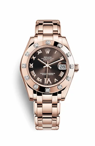 Rolex Datejust Pearlmaster 34 Everose 12 Diamond Chocolate Roman 81315-0003