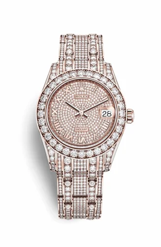 Rolex Datejust Pearlmaster 34 Everose Diamond / Paved Roman 81405rbr-0001