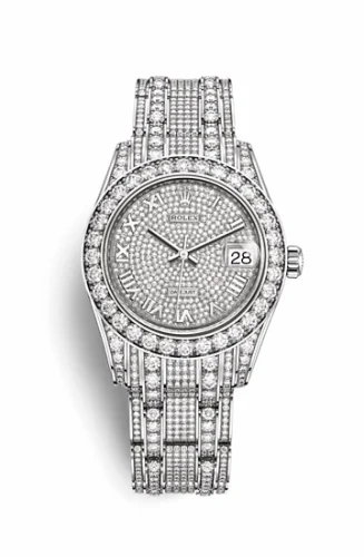 Rolex Datejust Pearlmaster 34 White Gold Diamond / Paved Roman 81409rbr-0001