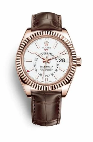 Rolex Sky-Dweller Everose / White / Alligator 326135-0006