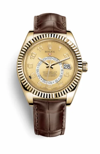Rolex Sky-Dweller Yellow Gold / Champagne Arabic / Alligator 326138-0004