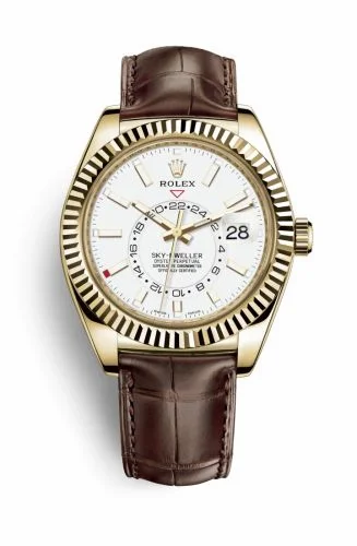 Rolex Sky-Dweller Yellow Gold / White / Alligator 326138-0010